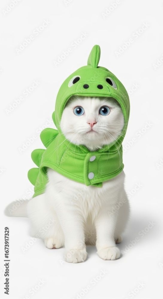 Obraz premium cat dressed as a dinosaur, Halloween costume, prehistoric dino costume