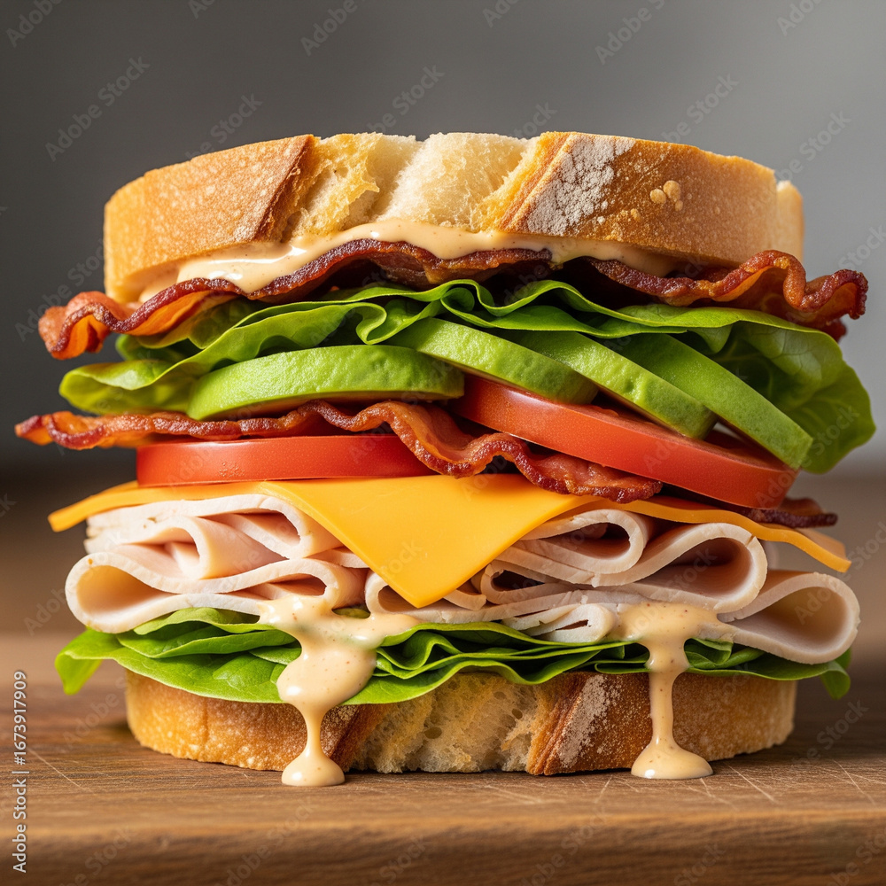 Obraz premium Gourmet Sandwich Fully Stacked 