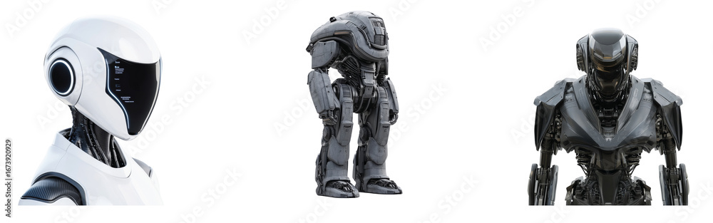 Fototapeta premium Futuristic robot trio with sleek and advanced design