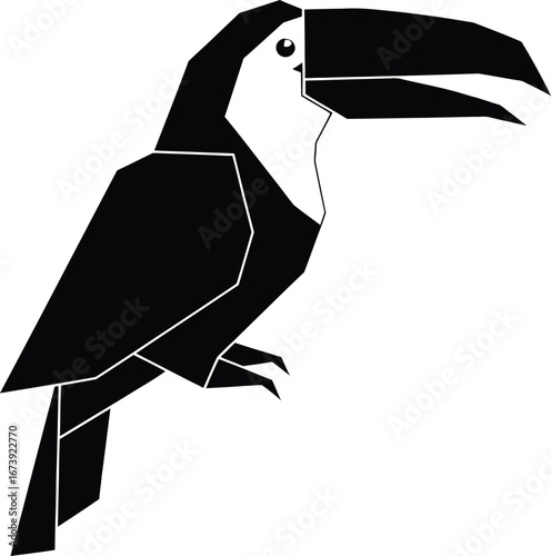 Stylized silhouette of a toucan with a large beak