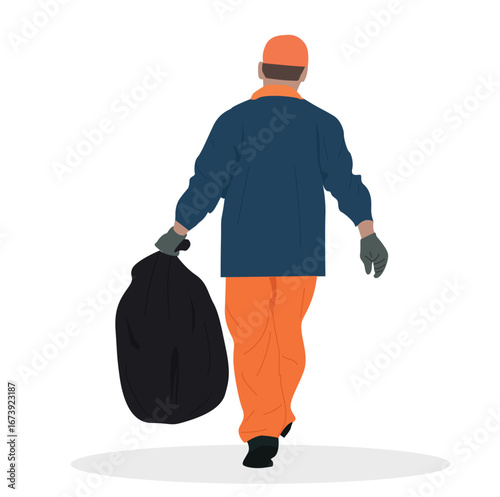Man carrying trash bags icon