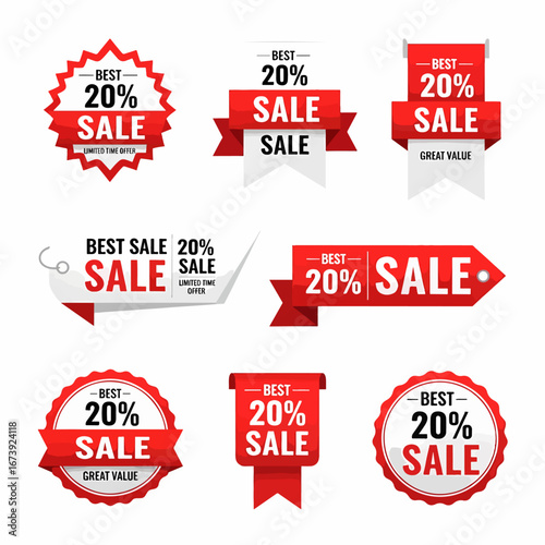 Classic shopping promotion stickers with best sale badges, discount tags and retro style banners.