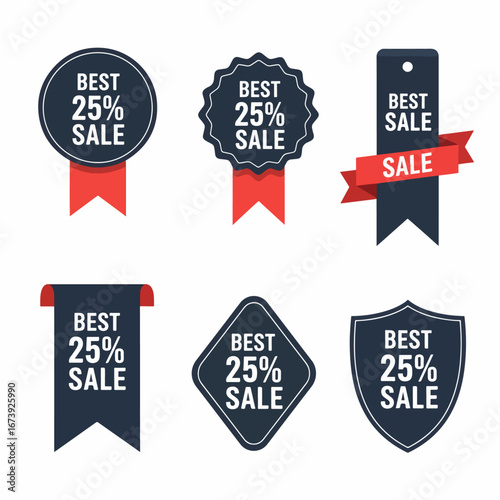 Bright Marketing Labels Set with Eye-Catching 25% Sale Badges