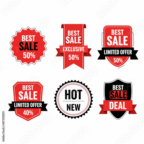 Set of colorful sale tags