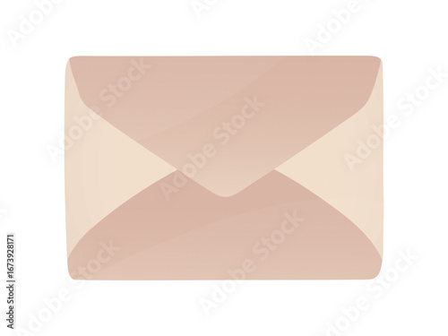 Classic envelope in vintage style isolated on white.  Hand drawn illustration of a stylized old letter in beige colors and soft gradients. Graphic element for mail design, cards, posters, stickers.
