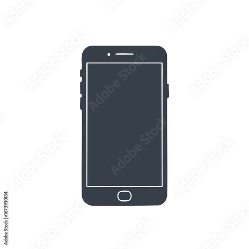 Silhouette of a modern smartphone device, showing a blank screen.