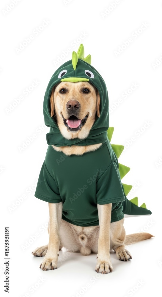 Obraz premium dog dressed as a dinosaur, Halloween costume, prehistoric dino costume