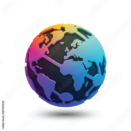 A vibrant, colorful illustration of the globe, showcasing continents with a gradient effect.