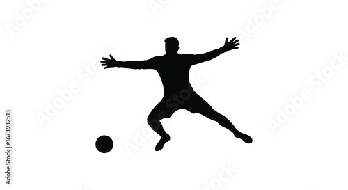 Man playing rugby kicking ball in mid air motion silhouette