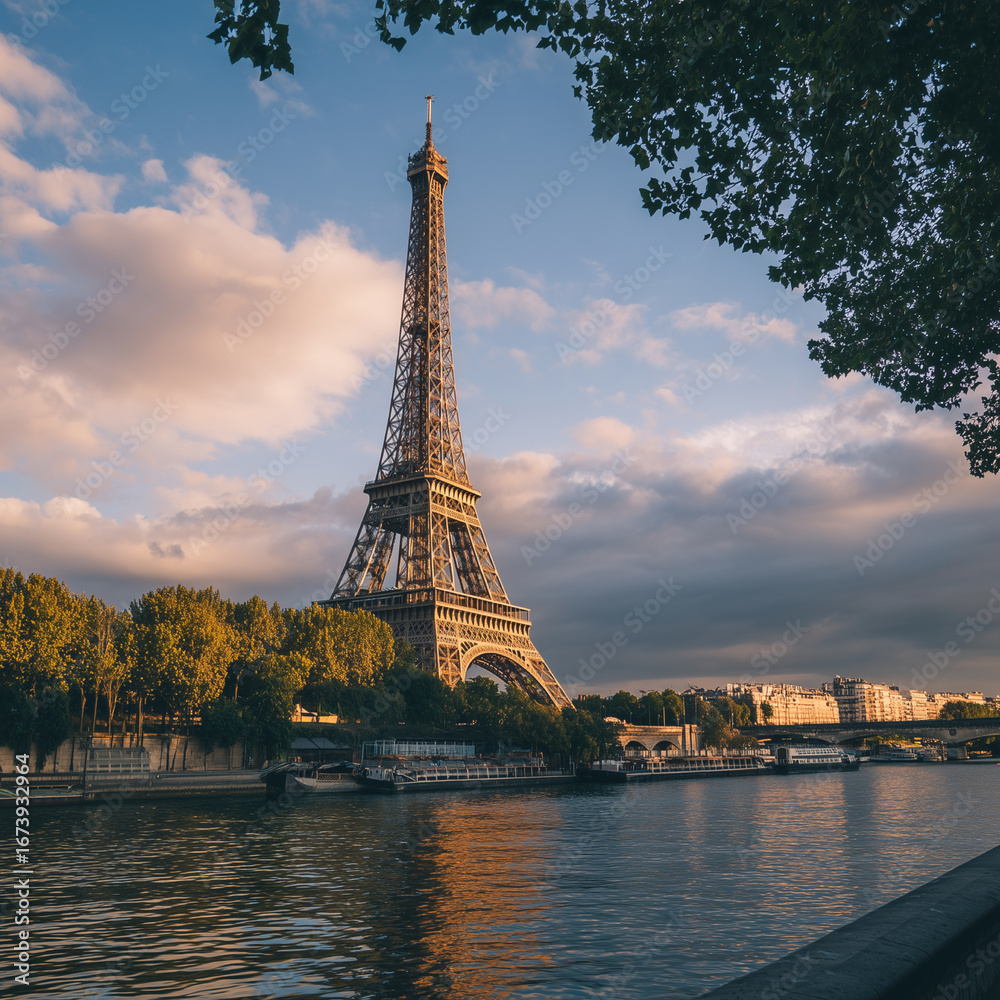 Fototapeta premium Paris View Landscape with Eiffel Tower