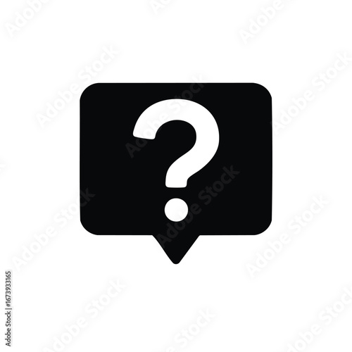 Black question mark icon inside a speech bubble.