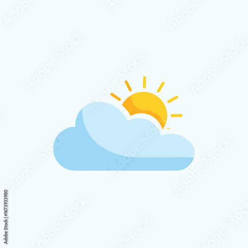 Bright sun peeking through fluffy clouds creating a cheerful, optimistic atmosphere for any design project