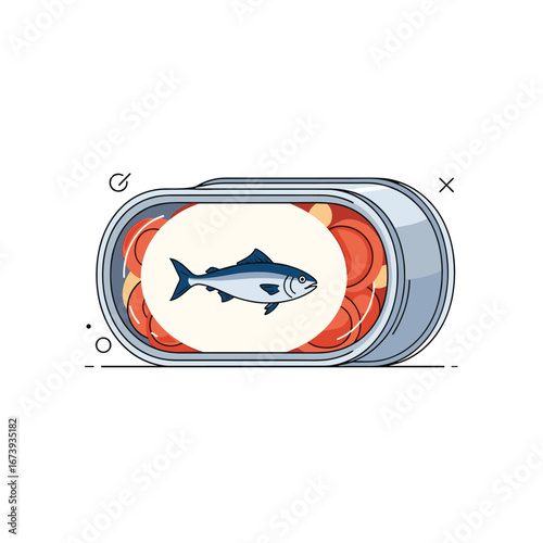 Savor the fresh catch with this vibrant canned fish illustration, perfect for culinary content