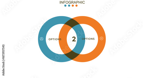 Infographic template with two intersecting circles for data visualization design