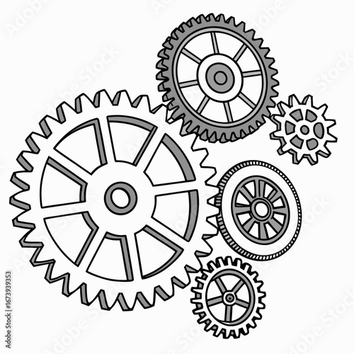 Interlocking gears of various sizes create a mechanical network symbolizing teamwork and interconnectedness