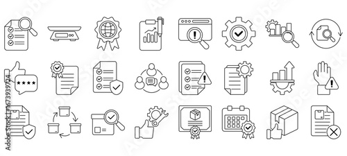 Quality Control Line Editable Icons set. Vector illustration in modern thin line style icons Isolated on transparent background.