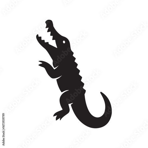 Upright Crocodile Silhouette Icon – Alligator, Reptile & Wildlife
