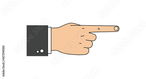 Business hand pointing to the right with index finger extended