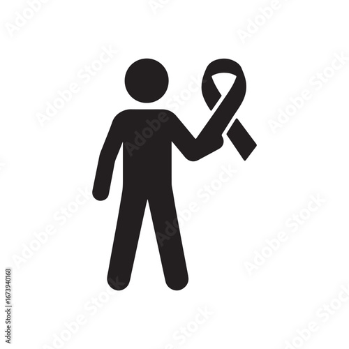 Person Holding Awareness Ribbon Icon – Support, Health Causes & Charity