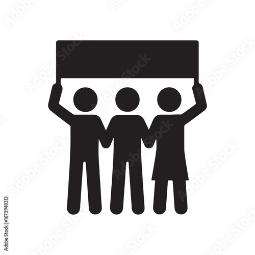  People Holding Banner Icon – Protest, Announcement & Unity