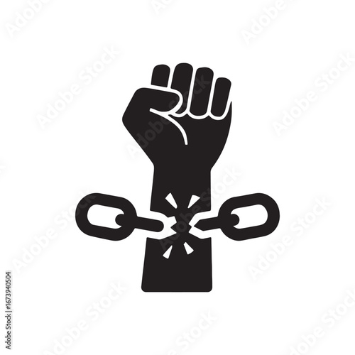 Fist breaking chains symbolizing freedom and liberation


