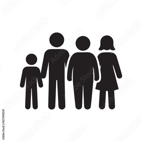 Family Group Silhouette — Parents and Children Vector Icon