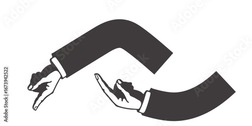 A surreal illustration of multiple disembodied arms in suits, each pointing in different directions, creating a sense of confusion, repetition, and endless circular motion.