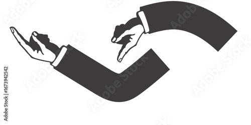 A surreal illustration of multiple disembodied arms in suits, each pointing in different directions, creating a sense of confusion, repetition, and endless circular motion.
