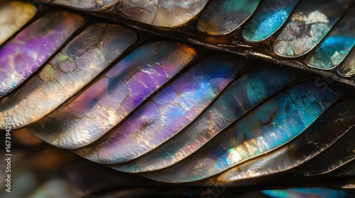 Closeup iridescent butterfly wings texture abstract art
