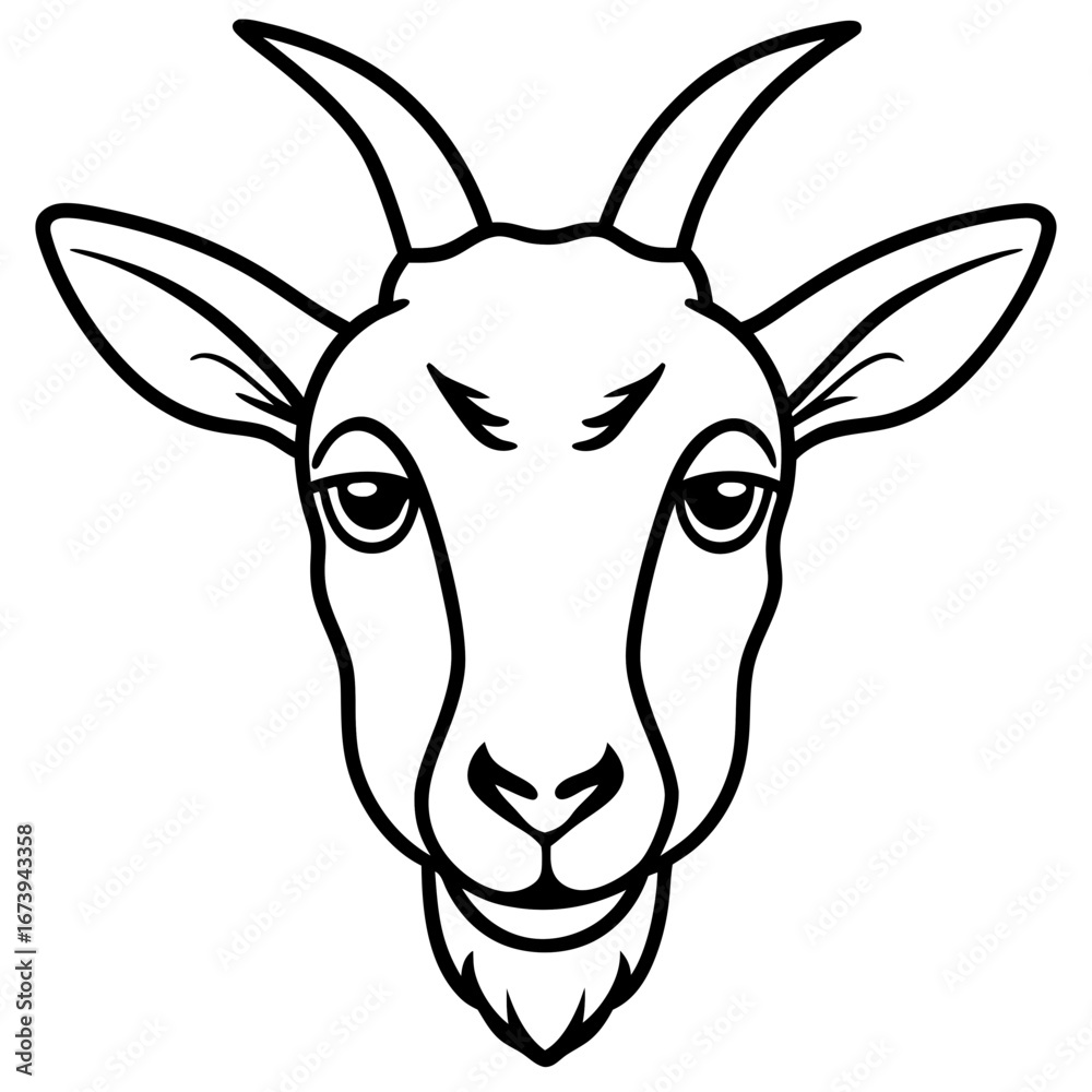 Naklejka premium Goat Head Outline Vector