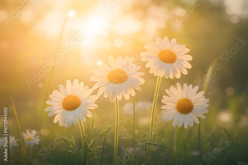 Golden Hour Daisies Meadow Summer Bloom