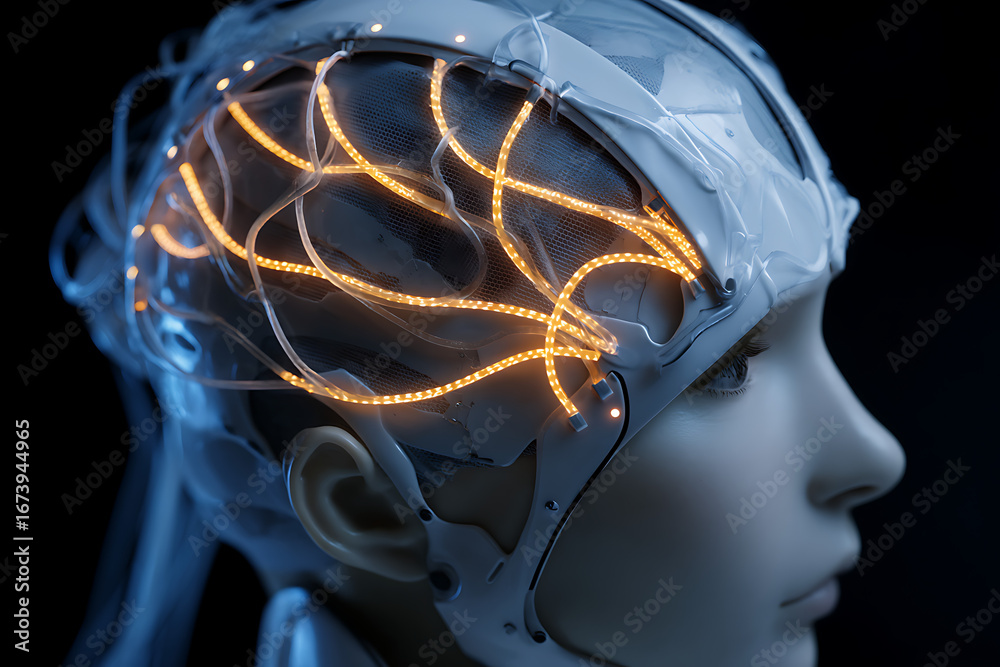 Obraz premium Experience the future with advanced cybernetic enhancements and neural network technology innovations now