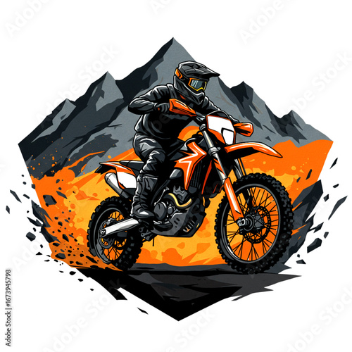 This artwork reflects the freedom, strength, and daring spirit of extreme riding across rugged terrain.