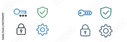 Modern security icons for digital protection and access control