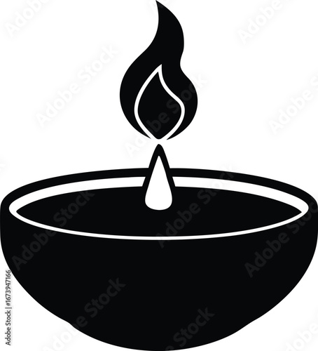  a burning tealight candle silhouette vector