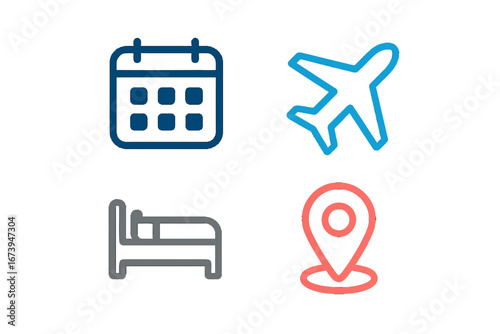 Planning your travel itinerary with essential symbols and icons