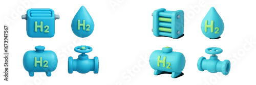 Vector illustration of hydrogen energy equipment in vibrant colors