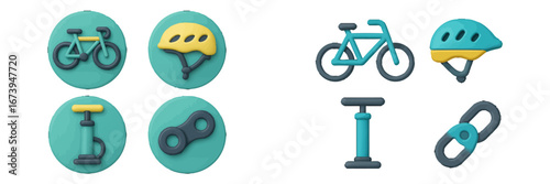 Colorful vector illustration of cycling equipment and accessories