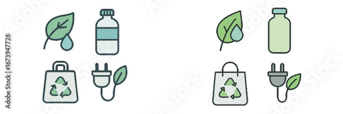 Eco-friendly symbols and recycling icons for sustainable living
