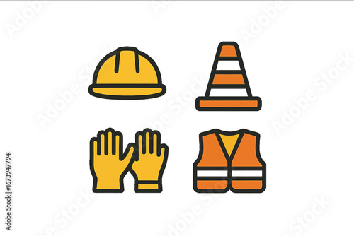 Construction safety equipment in vector format for workplace use