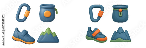 Colorful camping gear and outdoor accessories in vector design