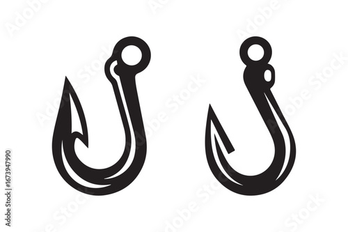 Two Fishing Hook Silhouettes for Outdoor and Angling Themed Designs