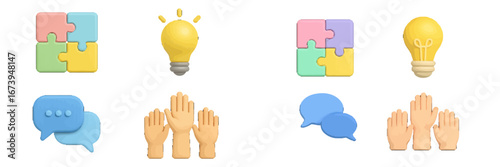 Colorful vector icons representing collaboration and innovation ideas