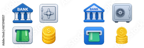 Vector illustration of bank symbols and money management icons