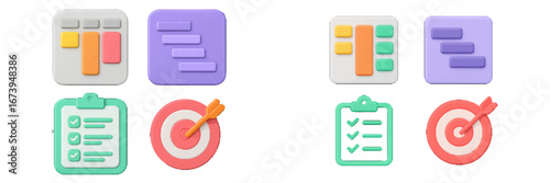 Vector illustration of task management icons for productivity tools