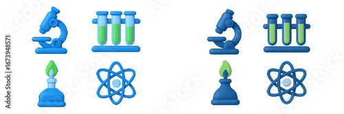 Colorful laboratory icons with science tools and symbols illustrated