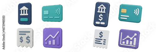 Colorful vector icons representing finance and banking concepts