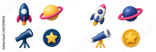 Colorful vector illustration of space-themed toys for kids