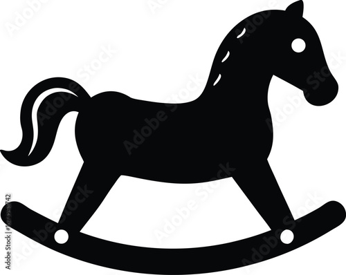 a rocking horse toy silhouette vector