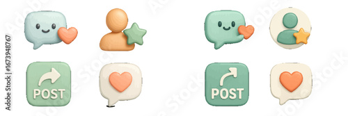 Digital social media icons for interaction and engagement